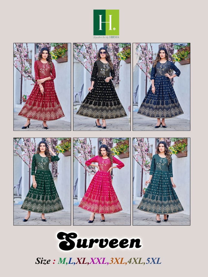 Surveen By Hirwa Anarakali Kurtis Catalog
